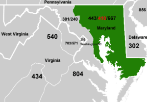 Geographic Coverage ofMaryland Area Code 410